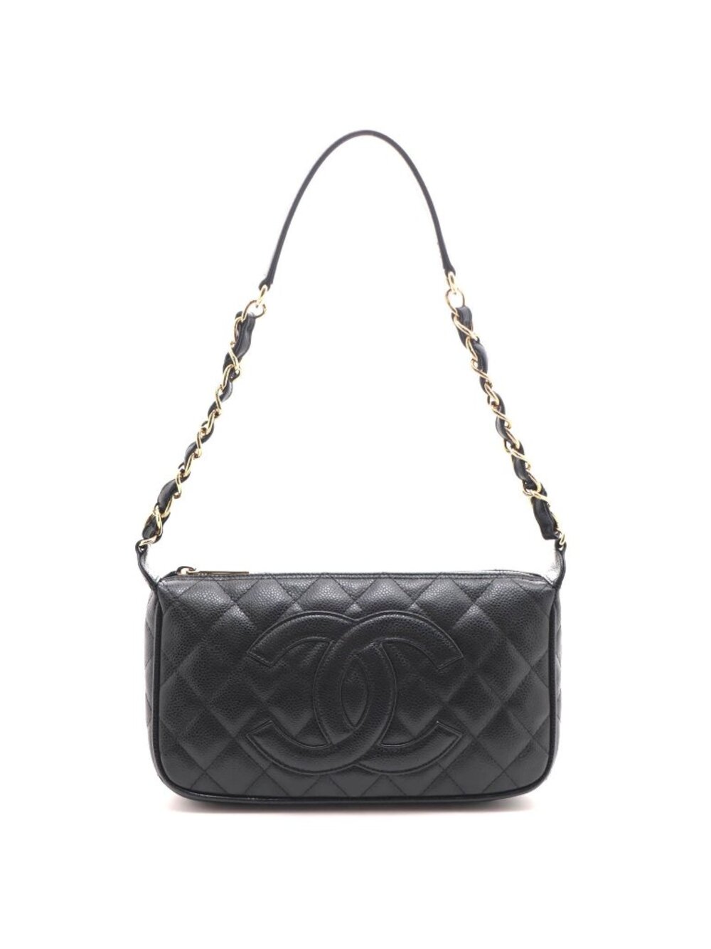 Chanel Quilted Chain Shoulder Black Caviar Bag